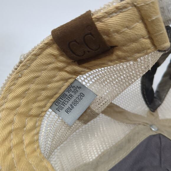 C.C Exclusives Strapback Trucker Hat Multi One Size Mesh Back Camo Ponytail - Picture 9 of 9